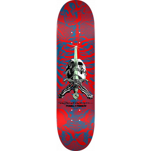 Powell Peralta Skull & Sword 9.0 Skateboard Deck - Red