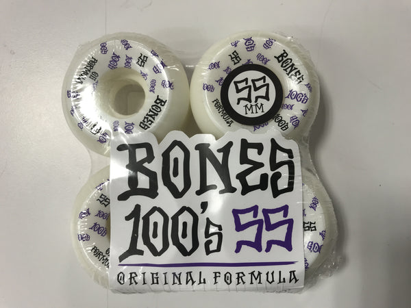 Bones 100s 55mm/100A Original Formula V5 Sidecut Wheels - White