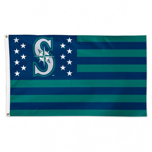Seattle Mariners Patriotic America 3X5 Deluxe Flag