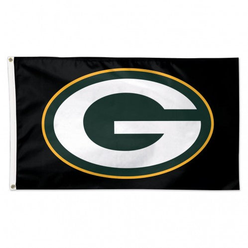 Green Bay Packers Black Background 3X5 Deluxe Flag